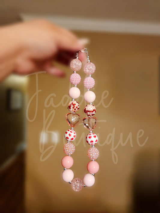 Pink Heart Bubblegum Bead Necklace