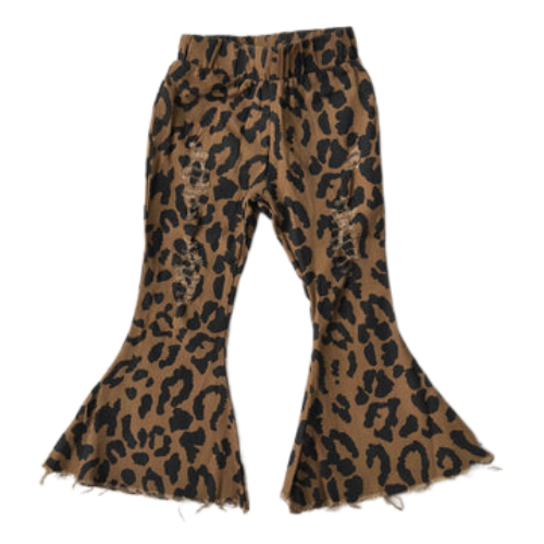 Leopard Denim Flare Jeans