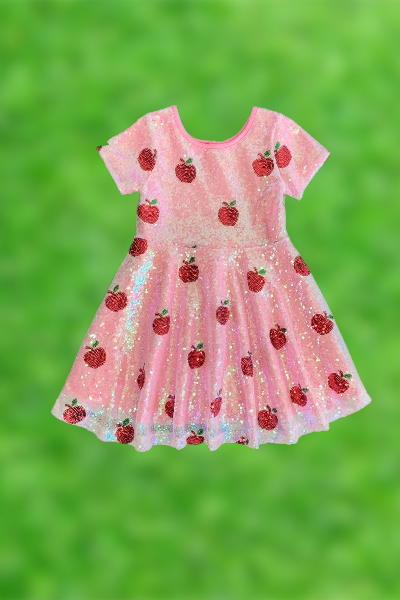 Pink Sequin Apple Dress